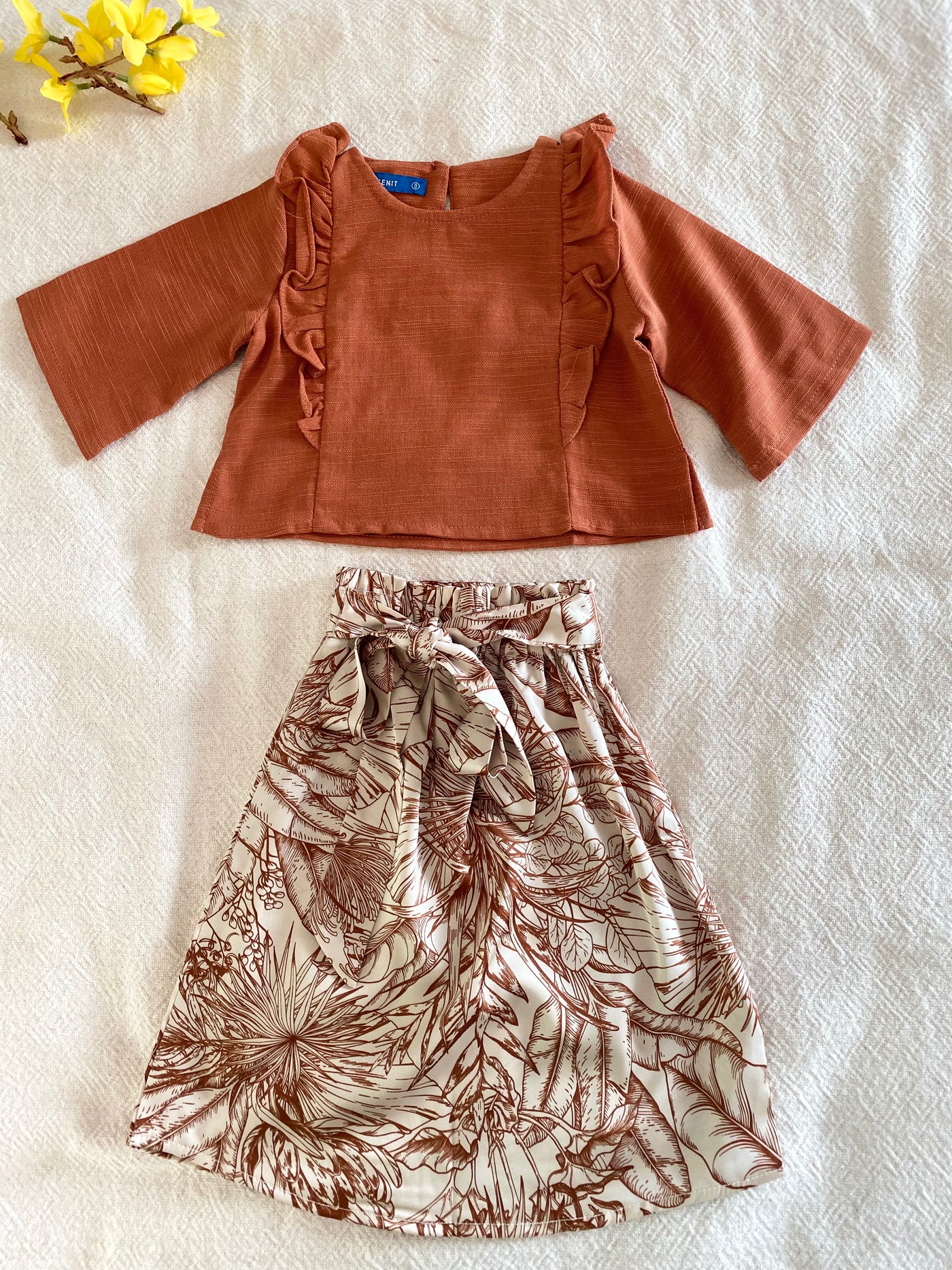 RIANG Frill Blouse & Skirt Set in Cinnamon Lush