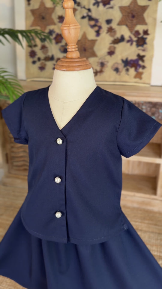 SERI Baby's Modern Kebaya Set in Midnight Blue