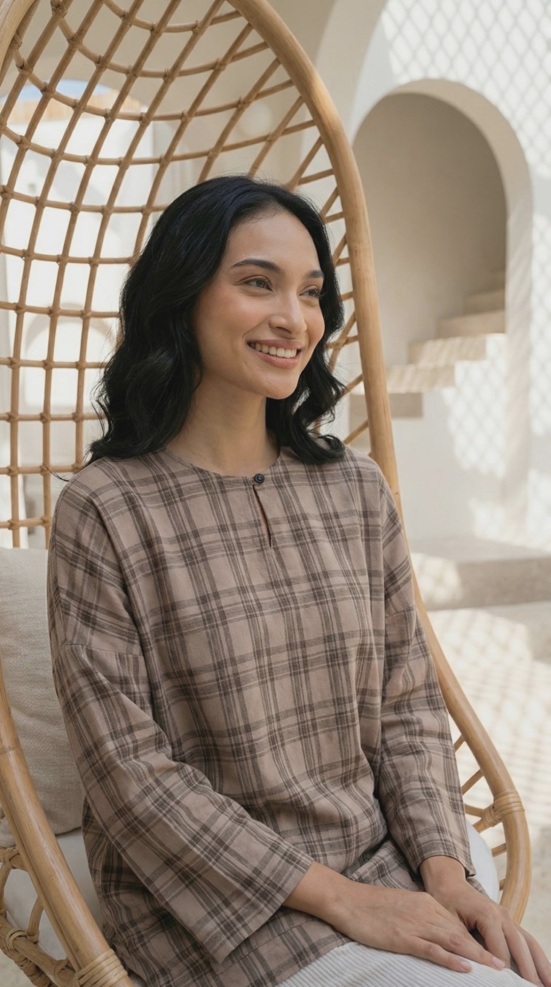 MAIMUNAH Kedah Top in Olive Plaid