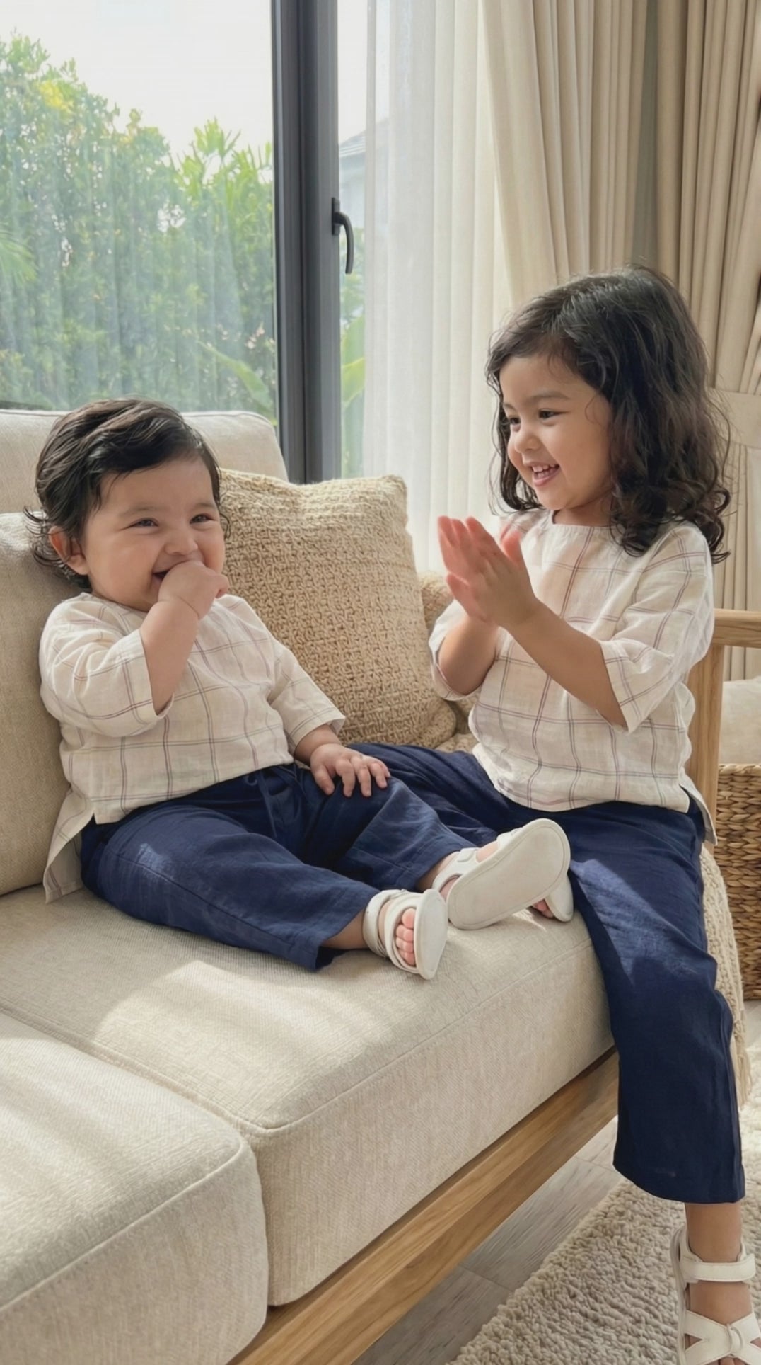 KENANGA Blouse & Pants Set in Pastel Grid