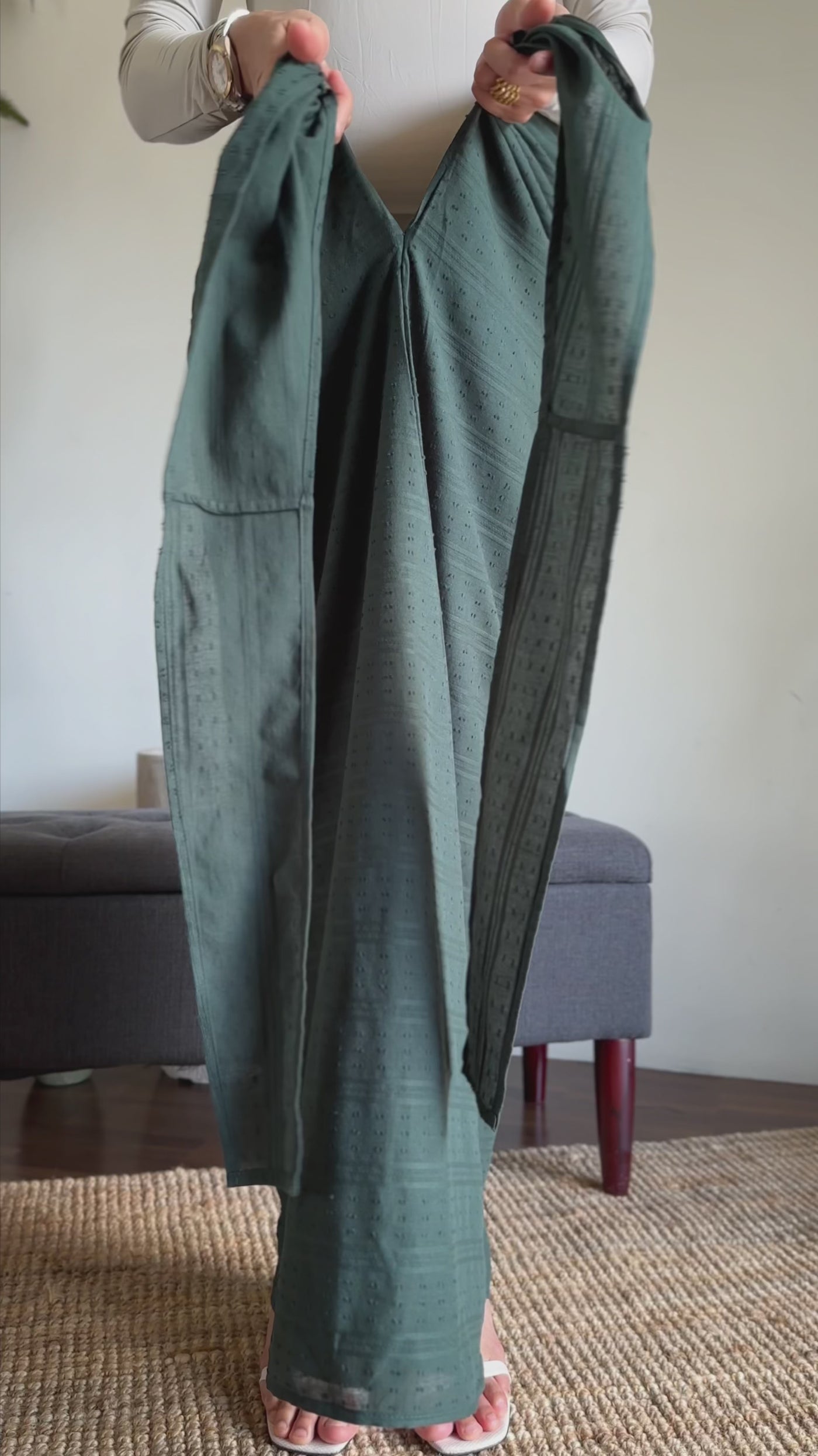 CENDANA Short Kurung Set in Emerald Bloom