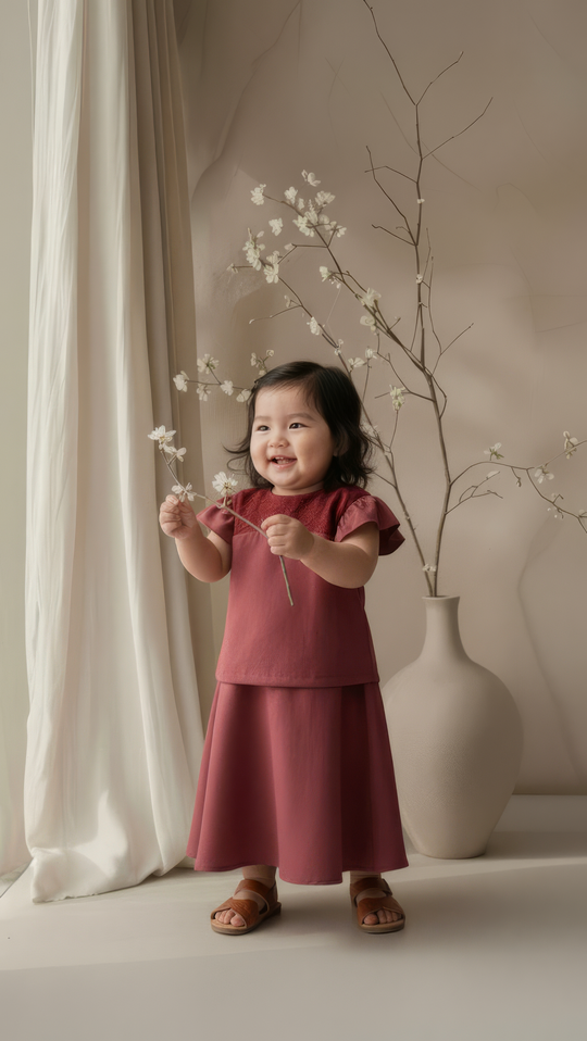 MANIS Baby's Modern Mini Kurung Set in Rosewood