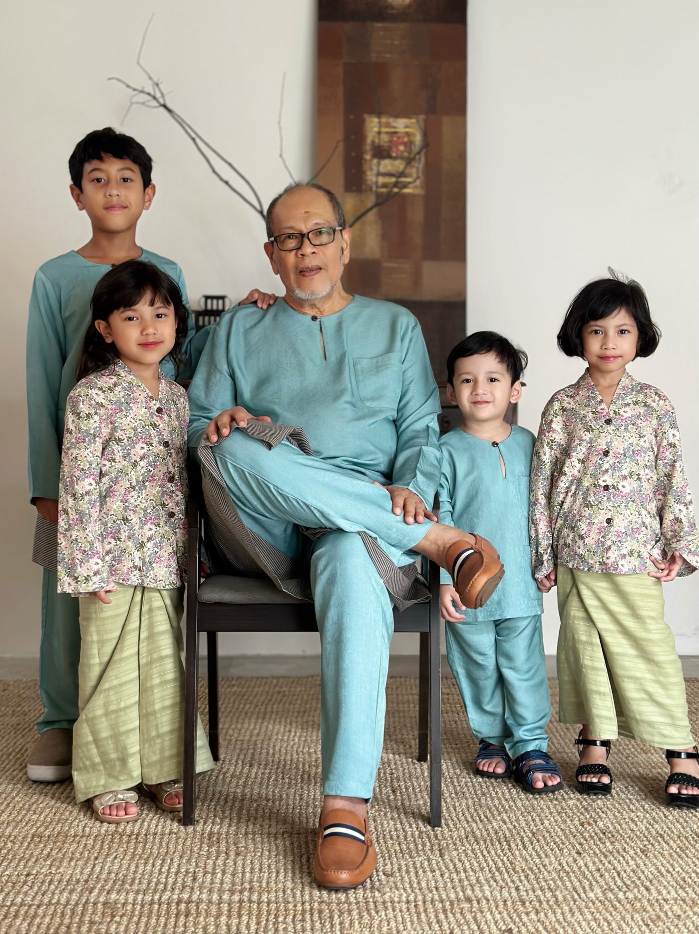 MALIK Teluk Belanga Baju Melayu Set in Turquoise