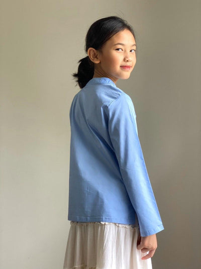 YUSUF Unisex Nehru-Collar Shirt in Carolina Blue