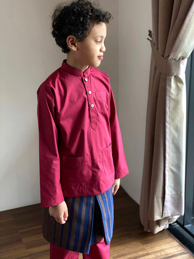 ANDIKA Baju Melayu Cekak Musang Set in Ruby
