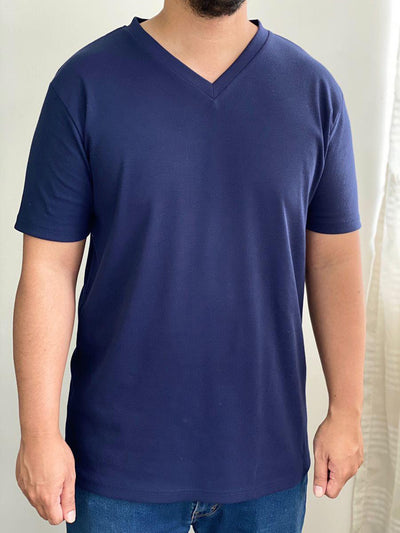 AARON V-Neck Tee in Navy