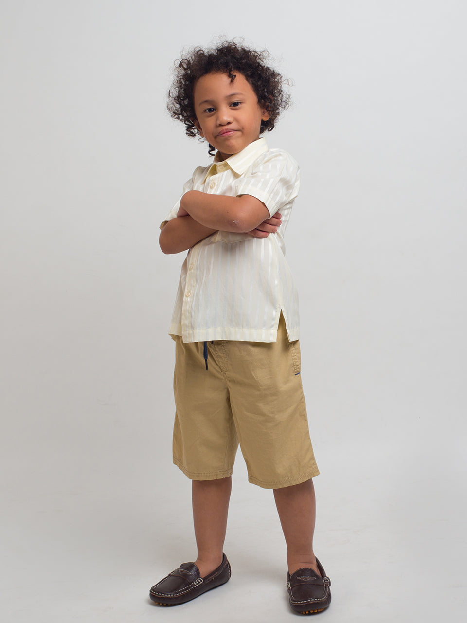 RAMLEE Yellow Monochrome Stripes Shirt