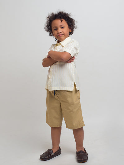 RAMLEE Yellow Monochrome Stripes Shirt