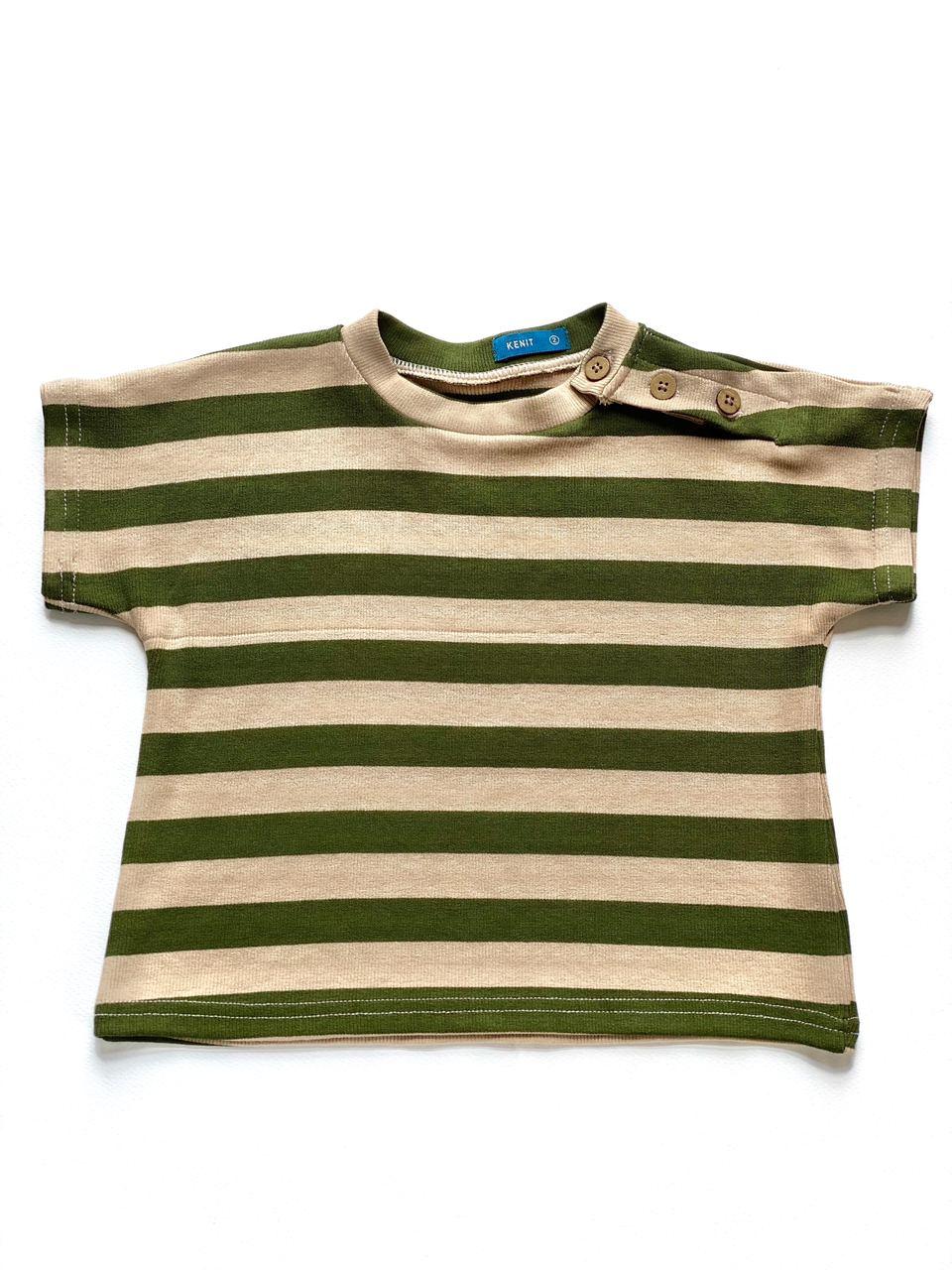 DYLAN Unisex Shoulder-Buttoned Tee in Olive