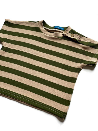 DYLAN Unisex Shoulder-Buttoned Tee in Olive