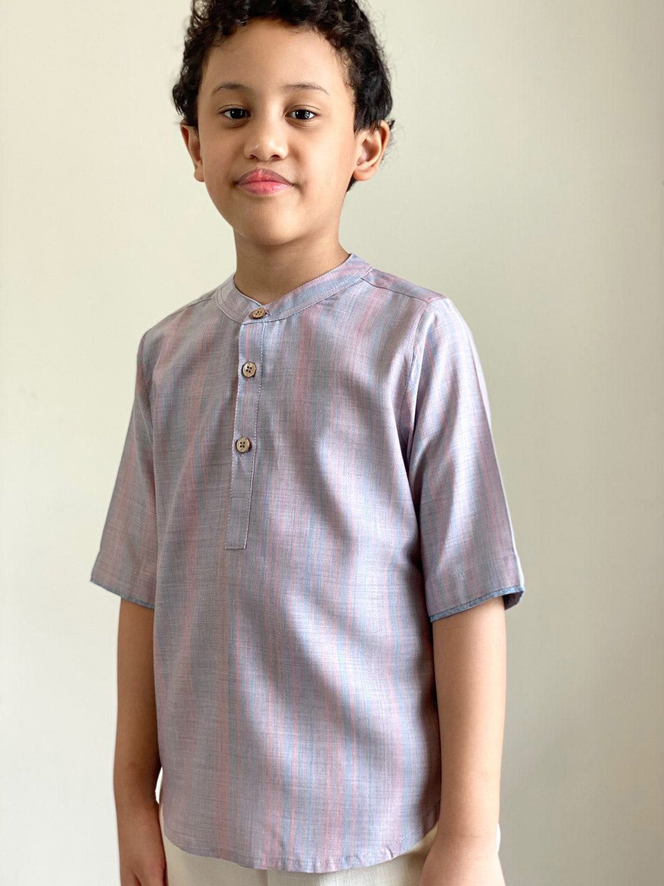 OLIVER Multicolored Fine Stripes Henley Shirt