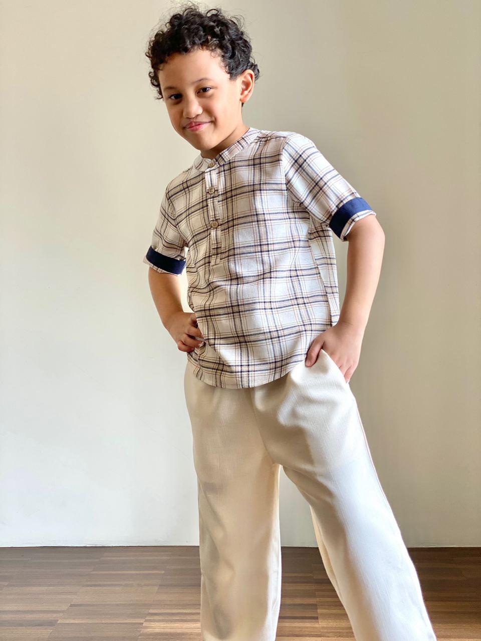 OLIVER Plaid Cotton Henley Shirt