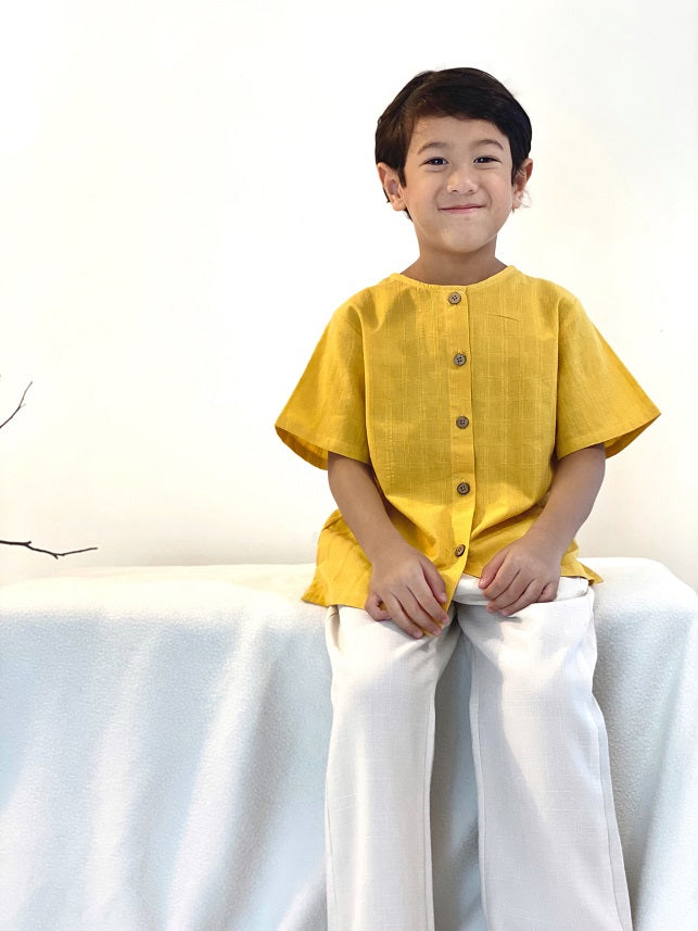 MEGAT Unisex Short Sleeves Kurta in Mustard