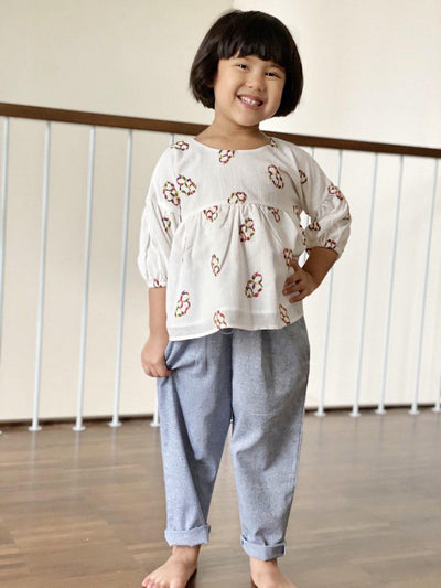 MEREDITH Embroidered Gathered Blouse
