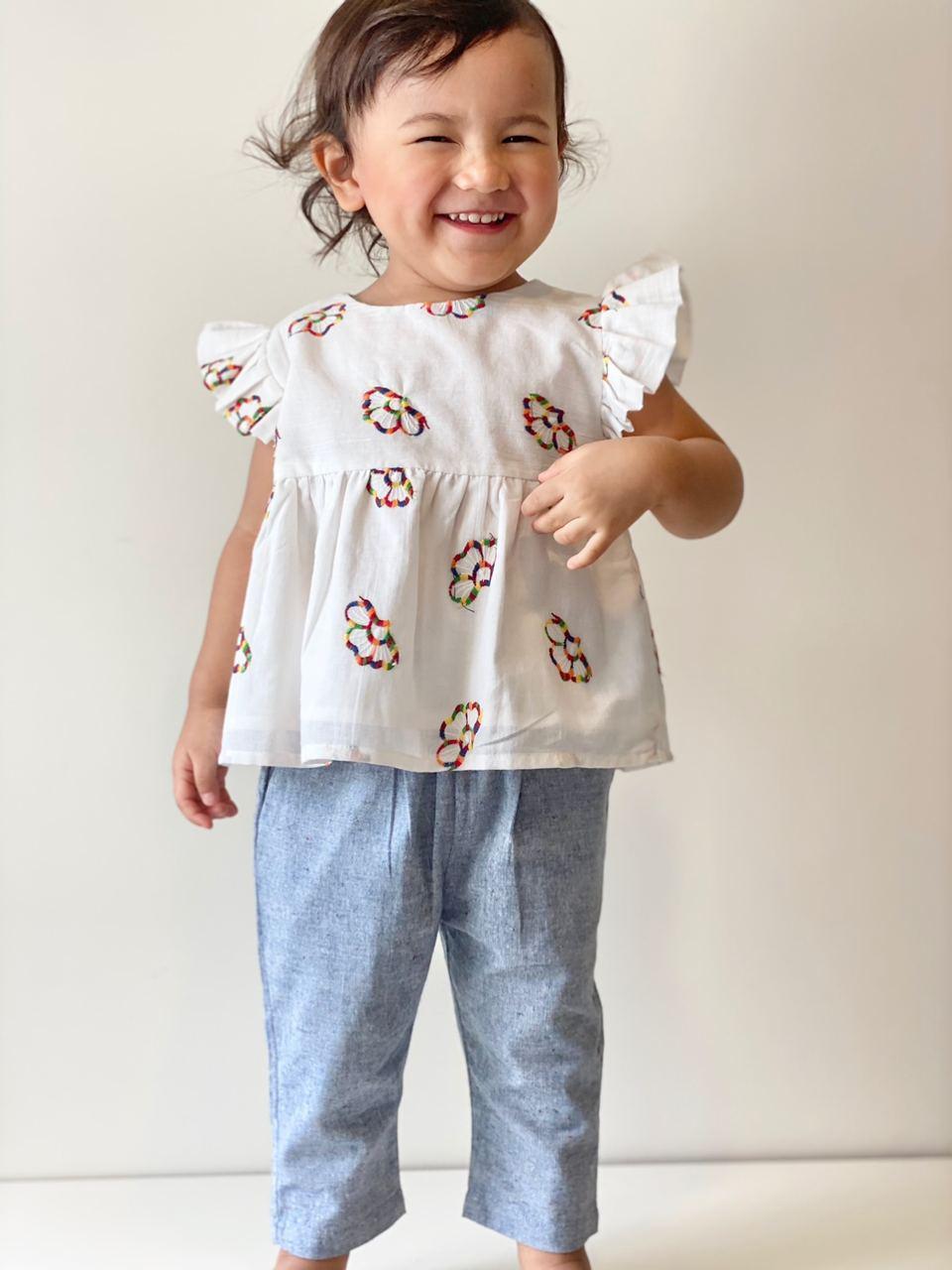 MEREDITH Embroidered Gathered Blouse