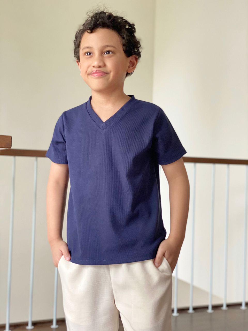 OWEN Unisex V-Neck Tee in Navy