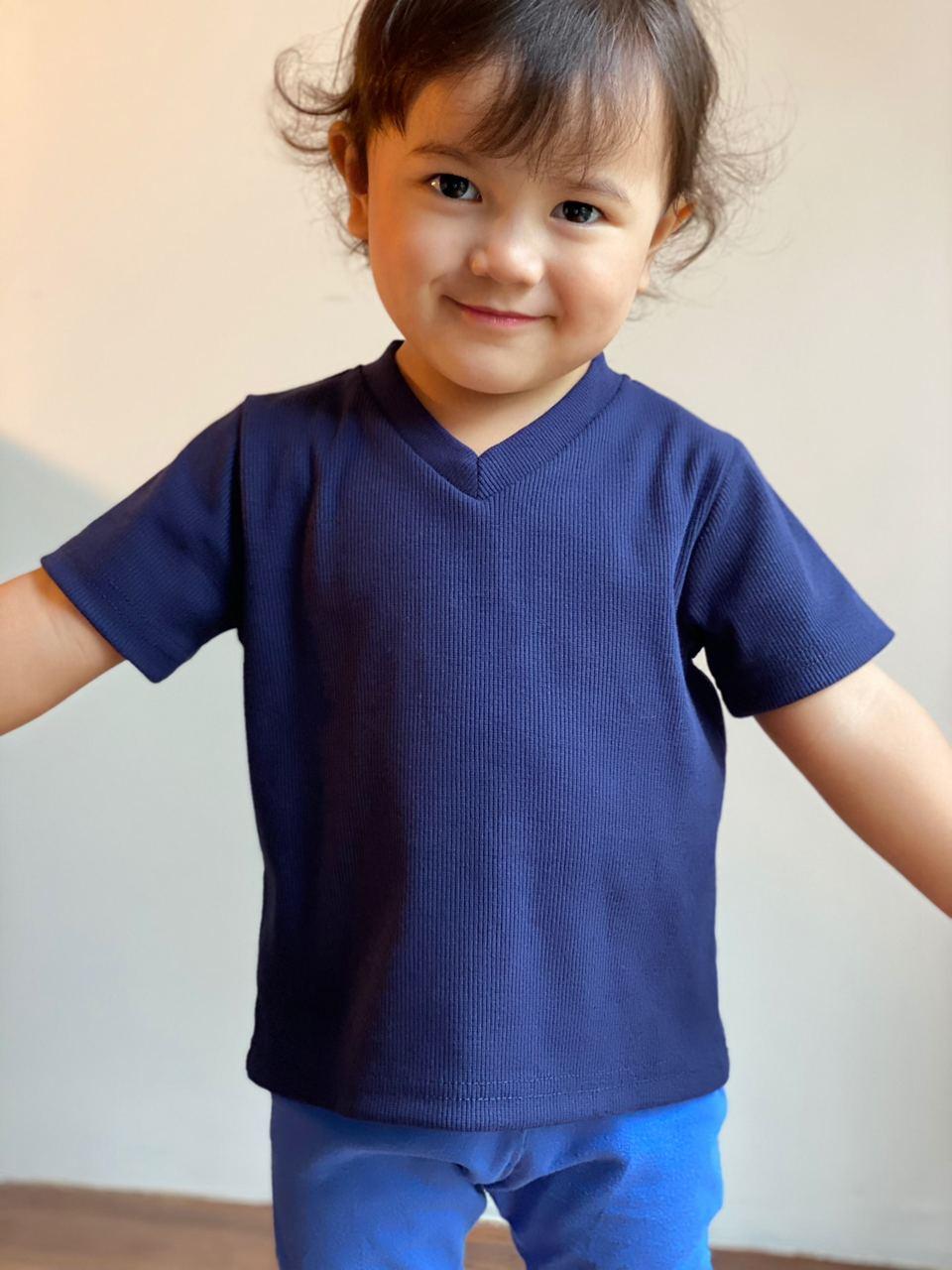 OWEN Unisex V-Neck Tee in Navy