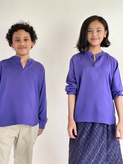 MERDU Tunic with Flared Skirt Set in Purple