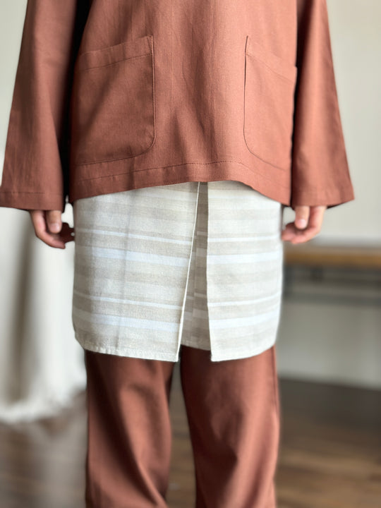 AYUB Instant Pelikat Style Samping in Grey Stripes