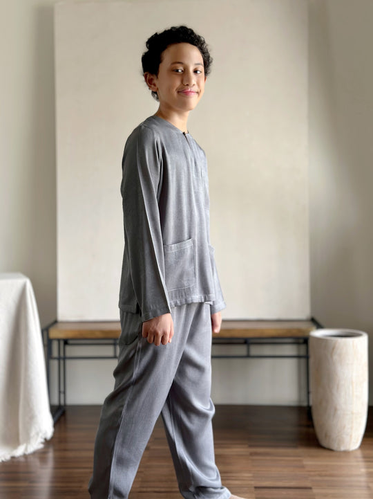 NUH Teluk Belanga Baju Melayu Set in Pewter