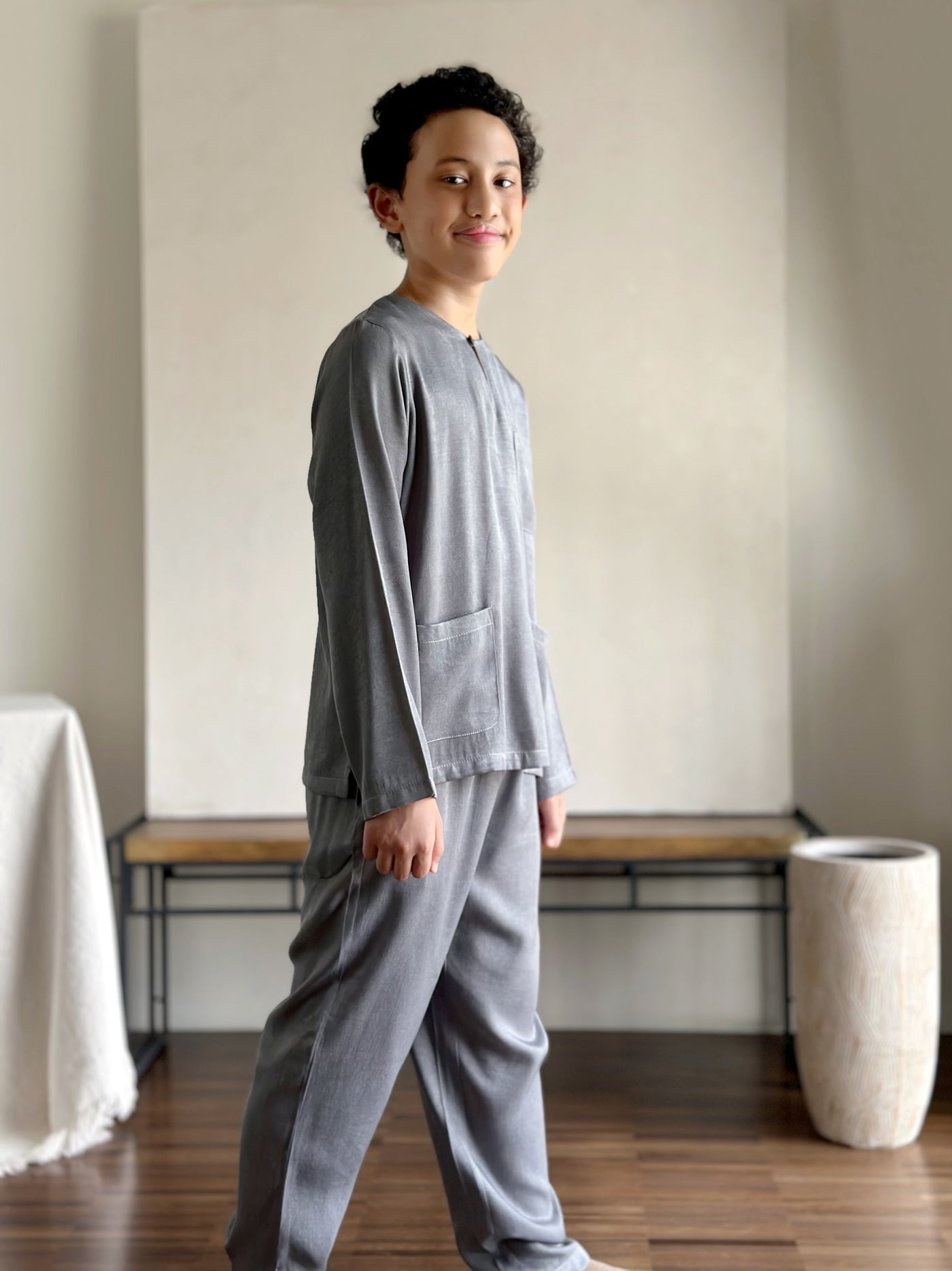 NUH Teluk Belanga Baju Melayu Set in Pewter
