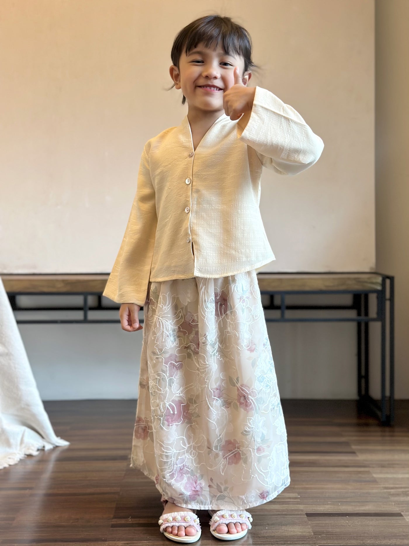 LILY Modern Mini Kebaya Set in Vanilla Rose