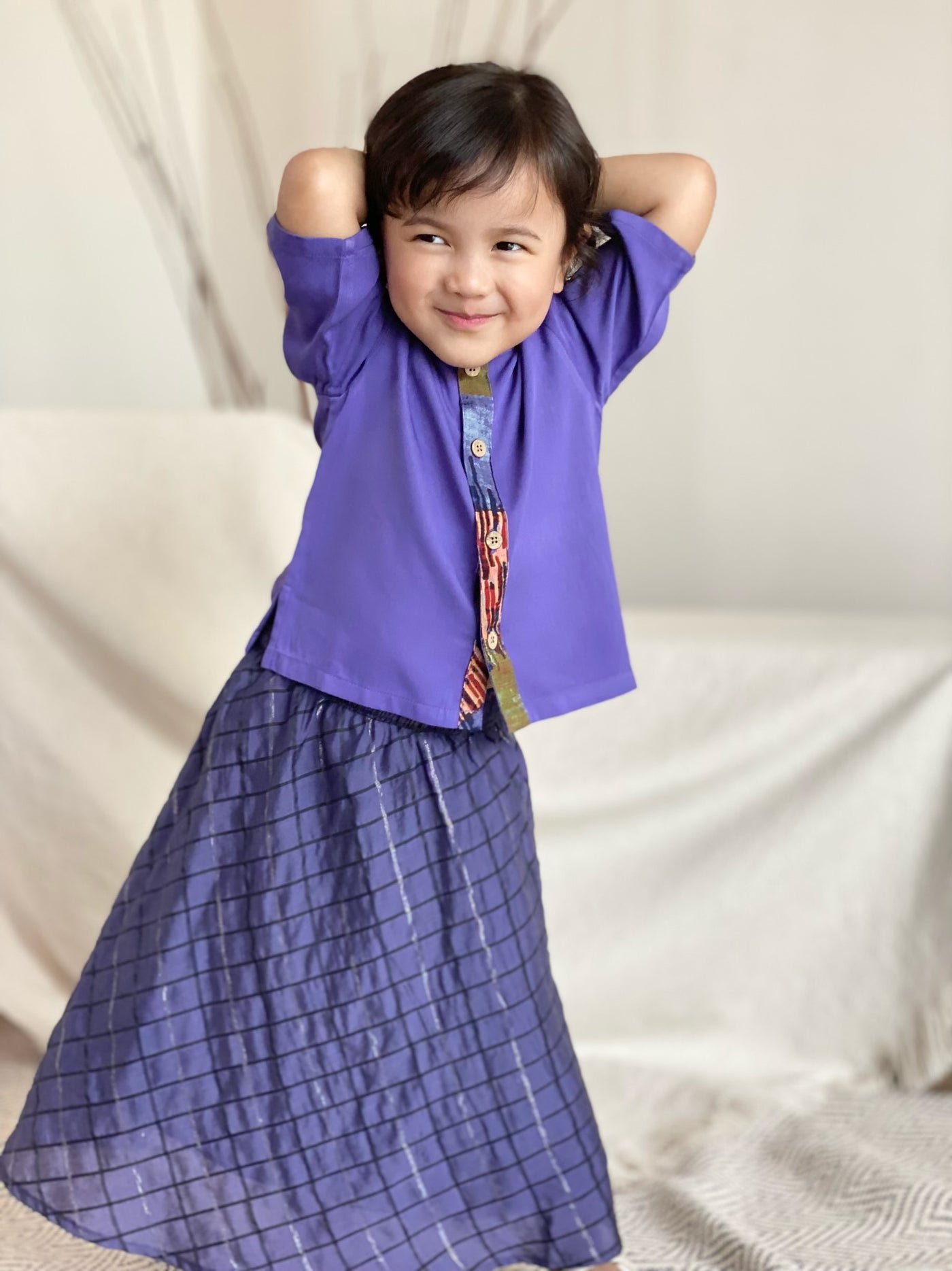 TARI Baby's Blouse with Flared Skirt Set in Purple