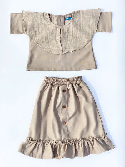 Mallory Buttoned Ruffle Skirt in Cedar