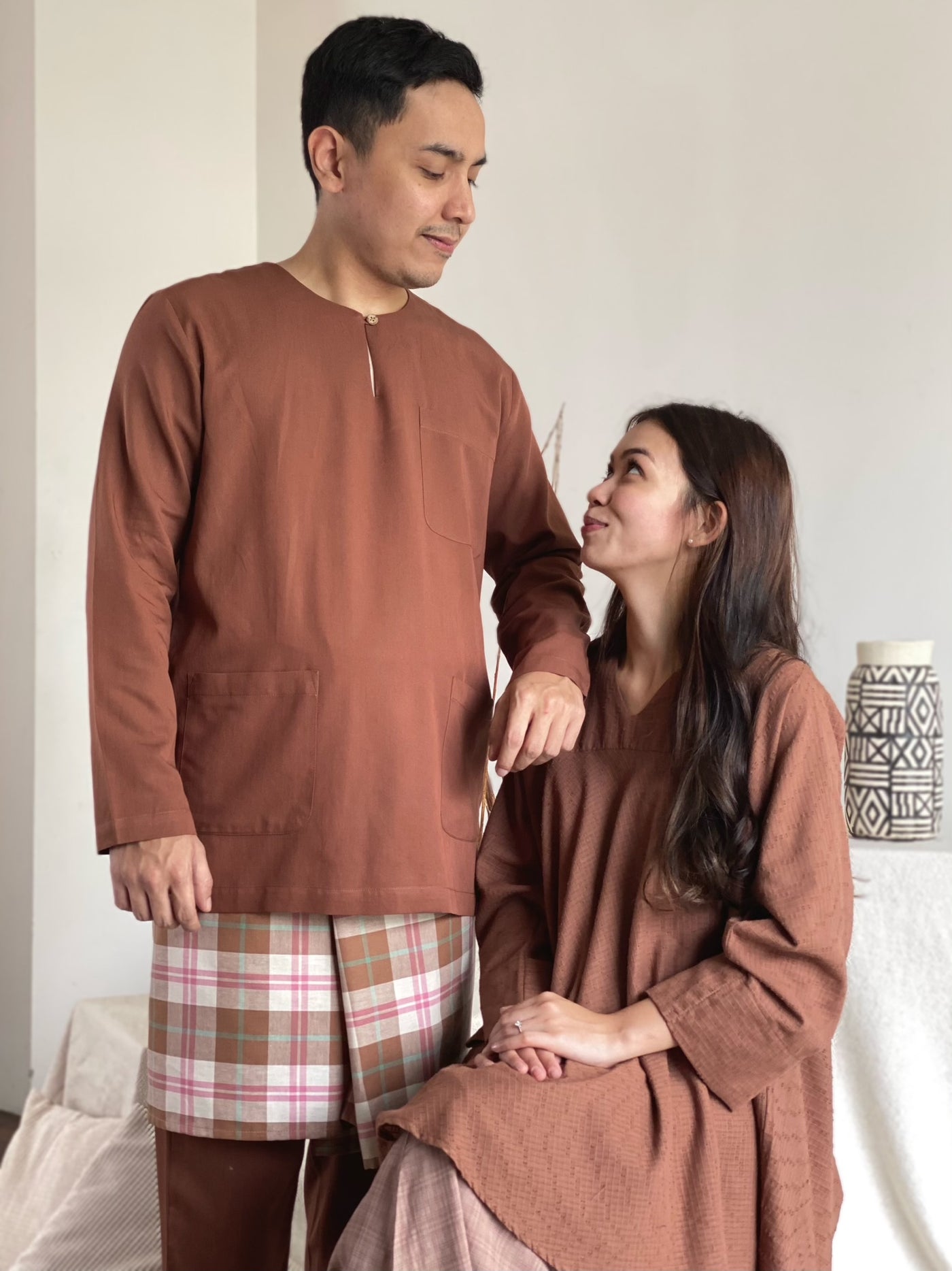 MALIK Teluk Belanga Baju Melayu Set in Cocoa