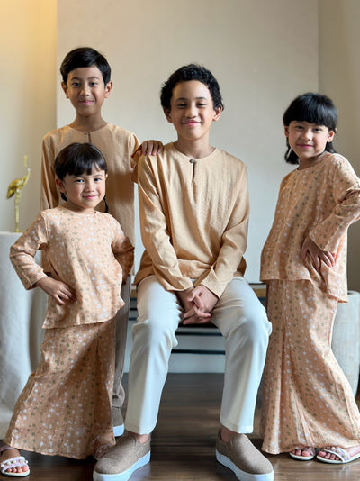 INANG Modern Kurung Set in Peach Floral