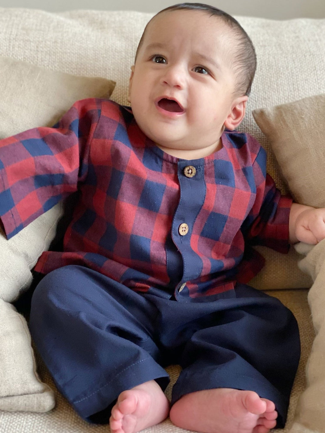 TULUS Unisex Kurta Set in Checks
