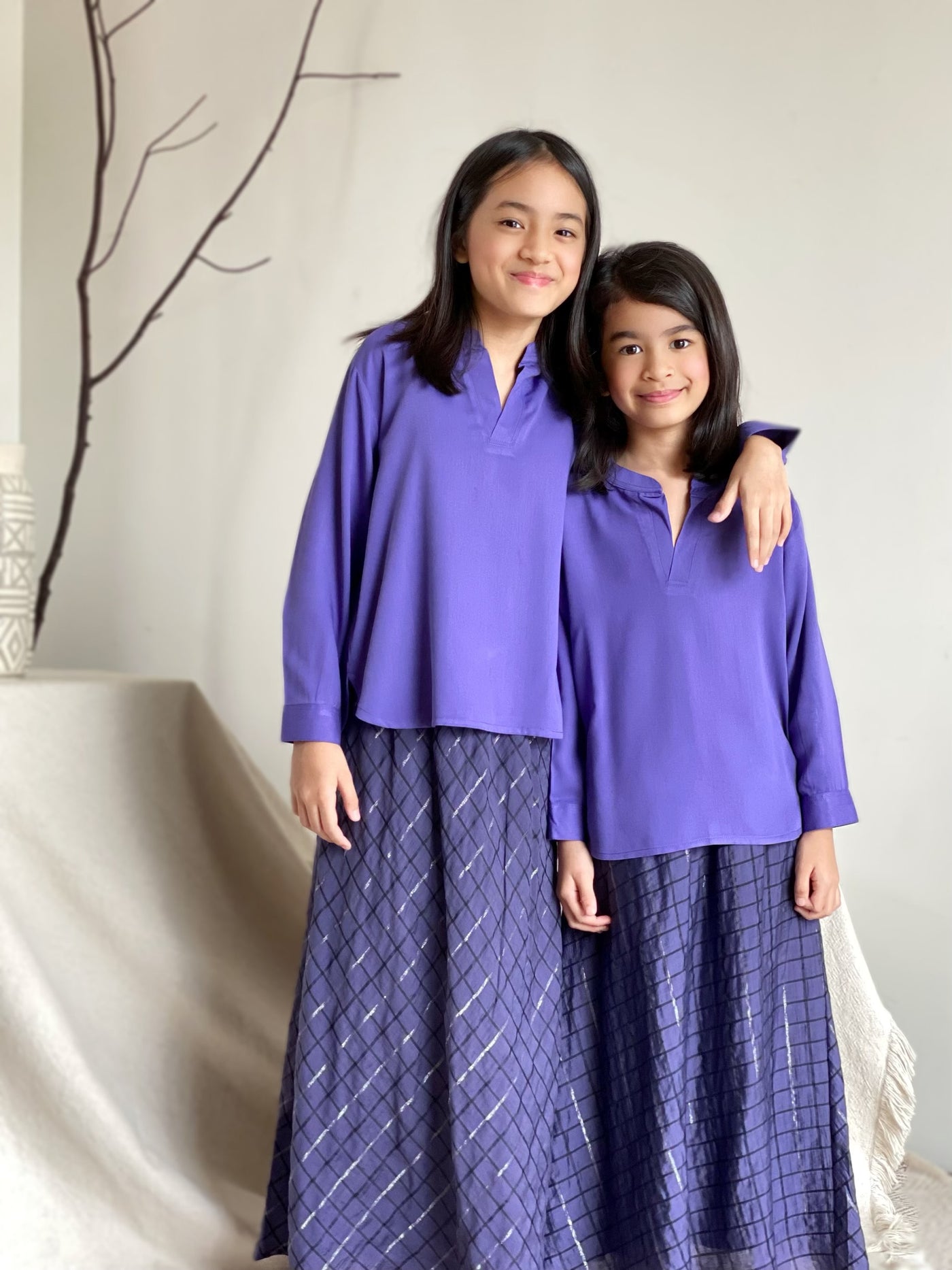MERDU Tunic with Flared Skirt Set in Purple