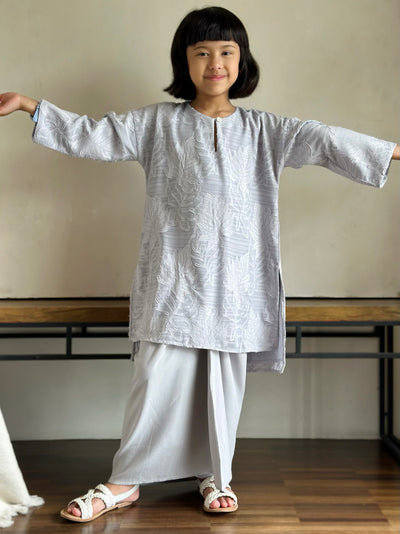 KASTURI Long Kurung Set in Grey