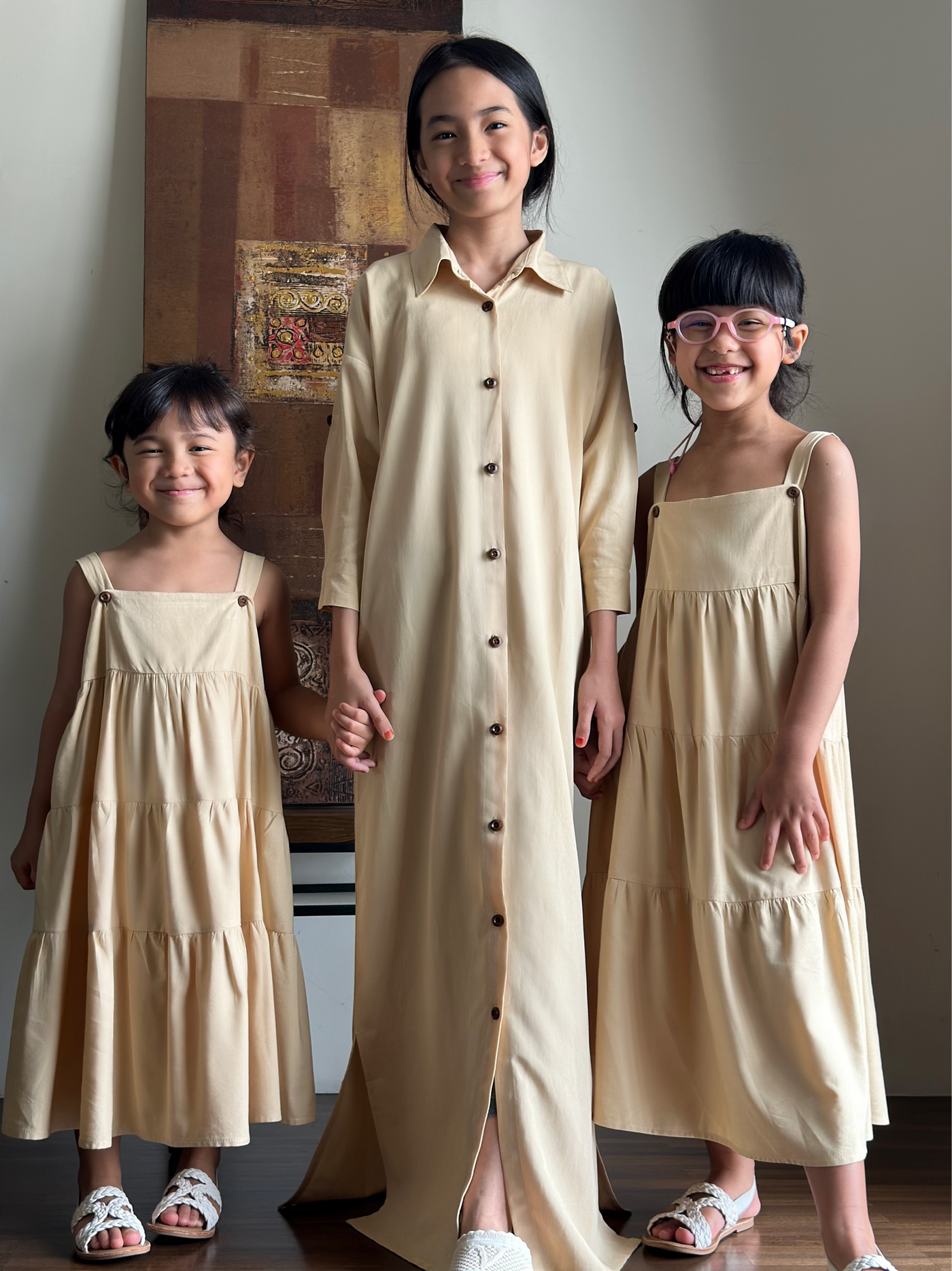 SUMMER Overall Flounce Dress in Parmesan