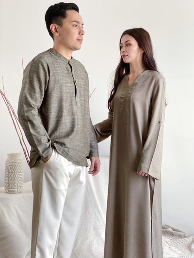 MARYAM Flare Abaya in Mud Green