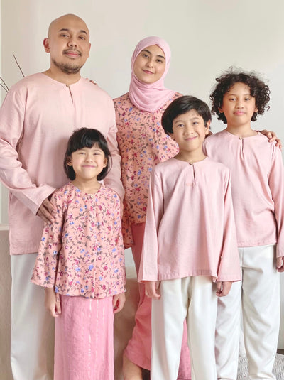 NIRMALA Modern Kurung Set in Pink Floral