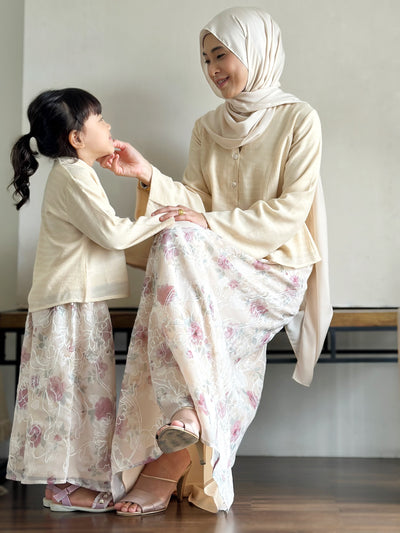LILY Modern Mini Kebaya Set in Vanilla Rose