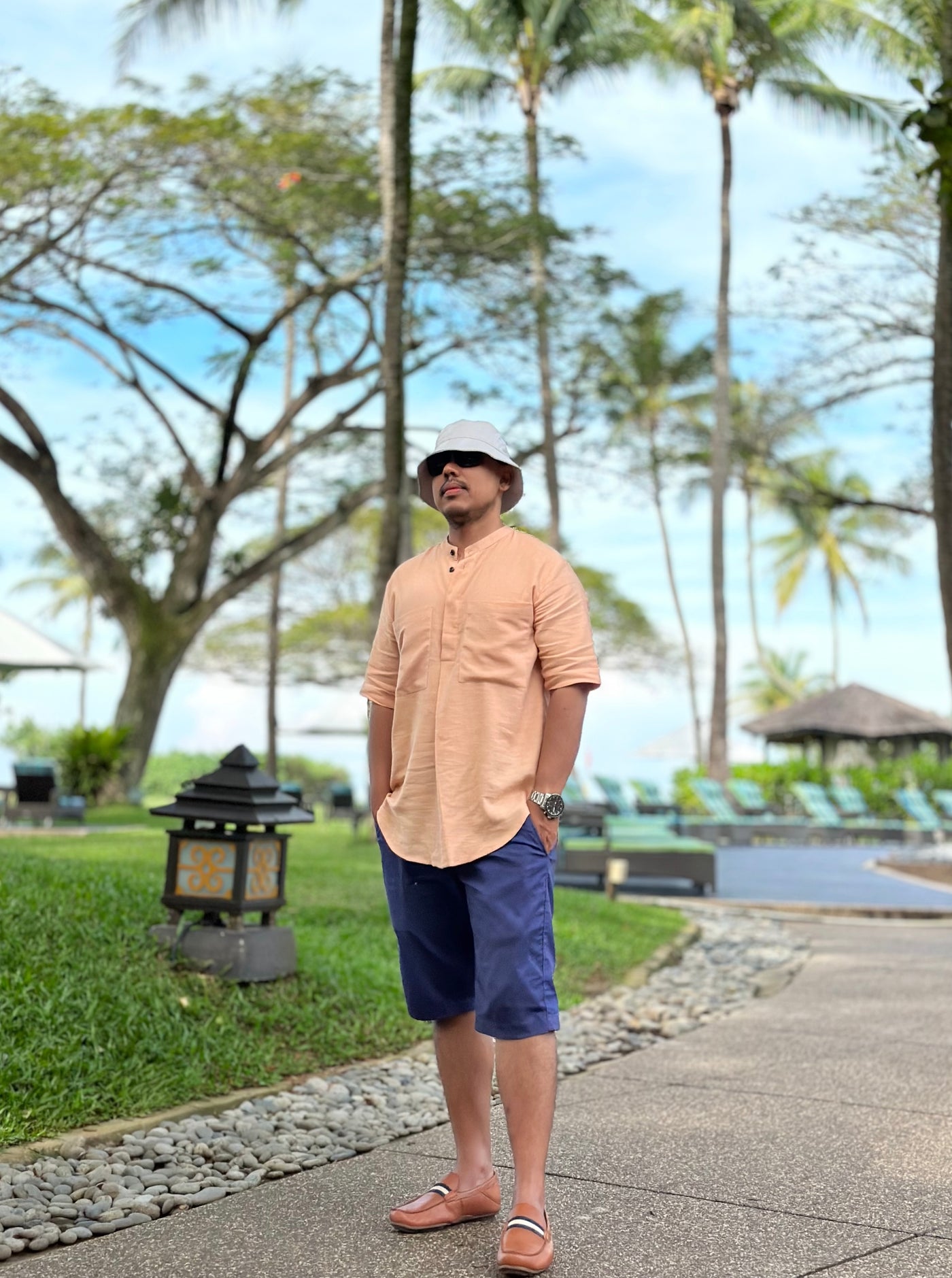 ABU Pocket Kurta in Peach