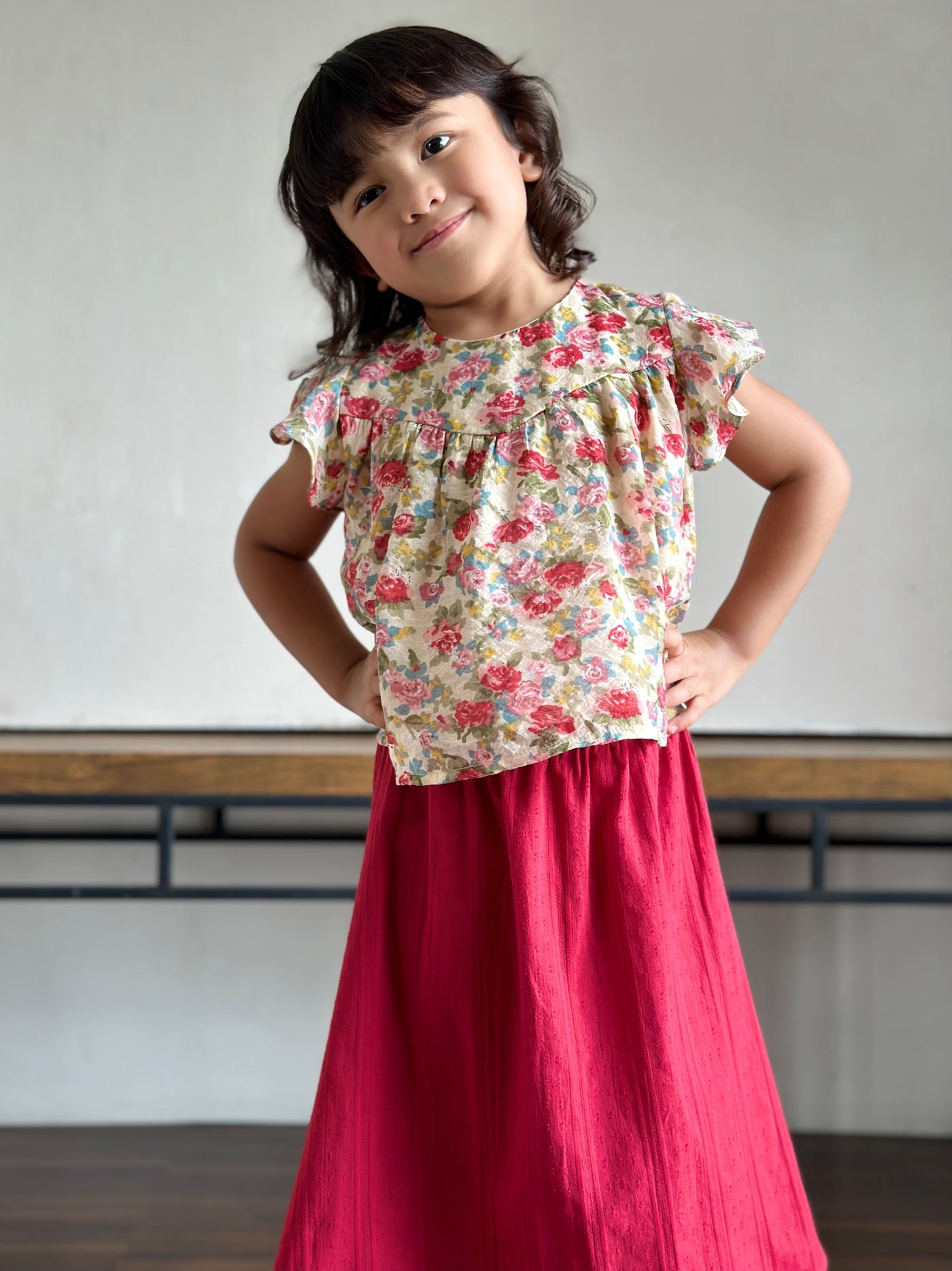 KEKWA Baby's Mini Kurung Set in Red Rose