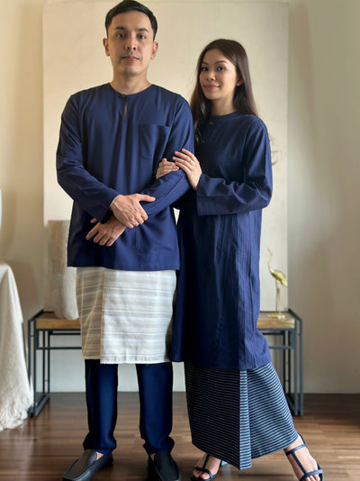 MALIK Teluk Belanga Baju Melayu Set in Navy