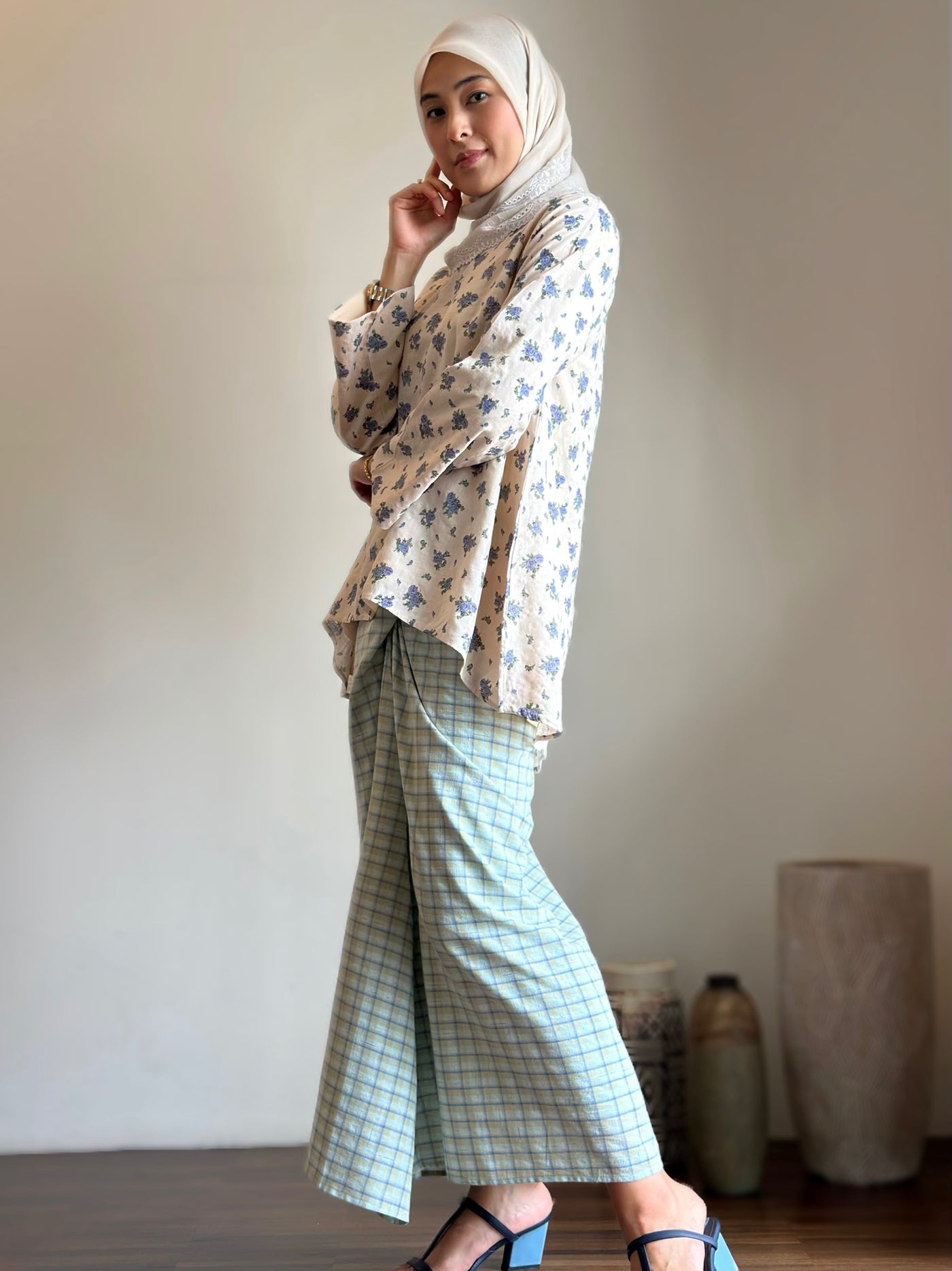 CENDANA Short Kurung Set in Mint Floral