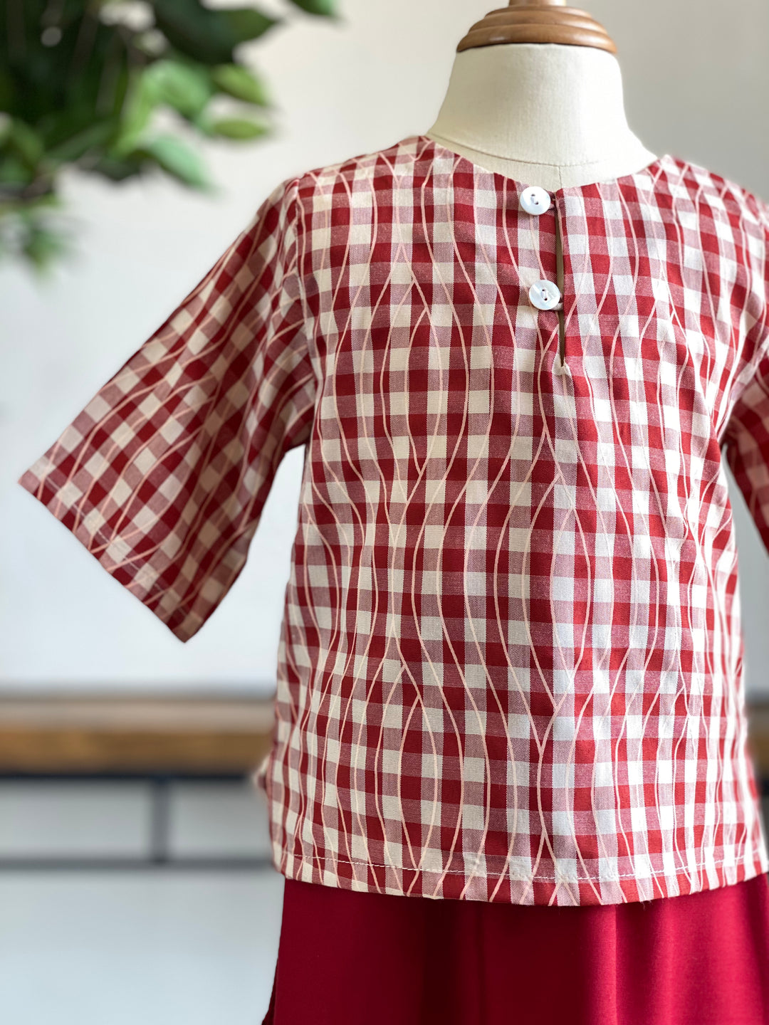 SOFI Baby's Mini Kurung Set in Red Gingham