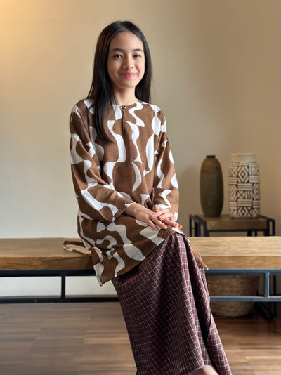 KASTURI Long Kurung Set in Cocoa