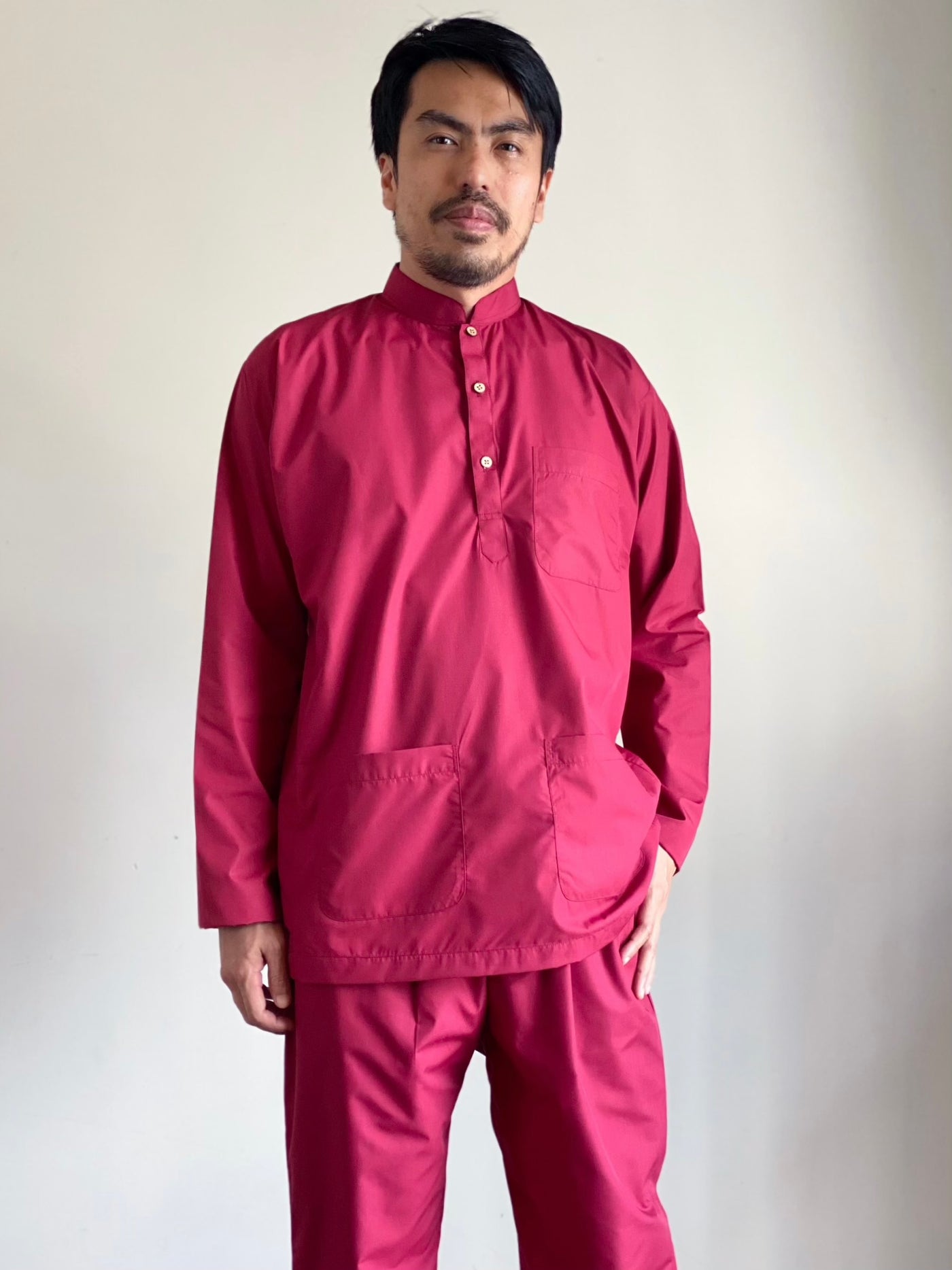ARJUNA Baju Melayu Cekak Musang Set in Ruby