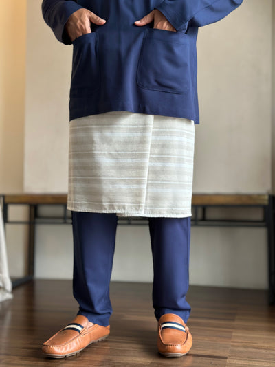 MALIK Teluk Belanga Baju Melayu Set in Navy