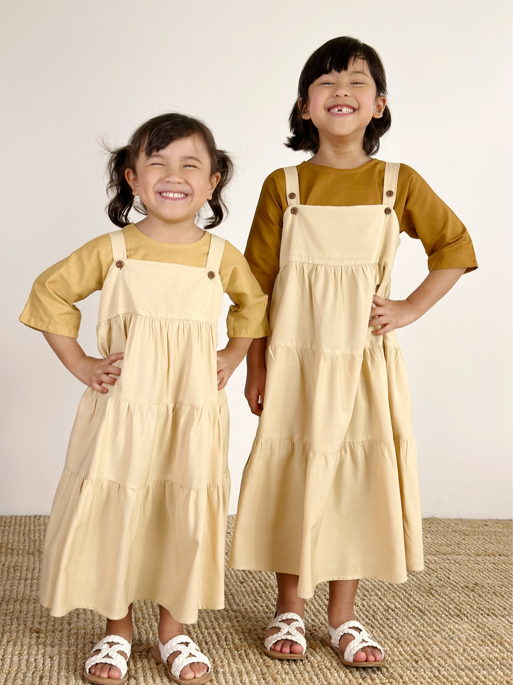 SUMMER Overall Flounce Dress in Parmesan