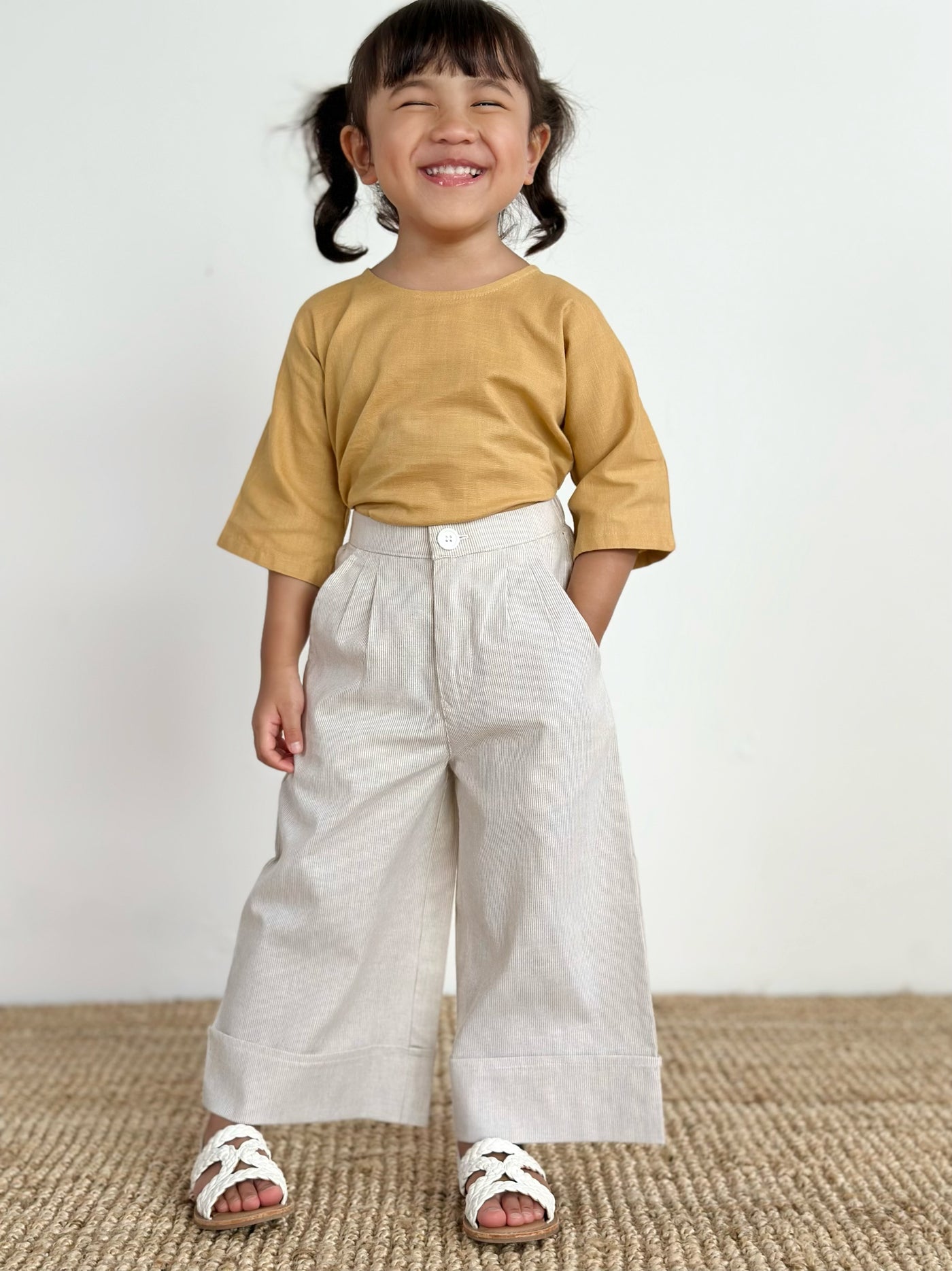 JADE Cotton Palazzo Pants in Oatmeal