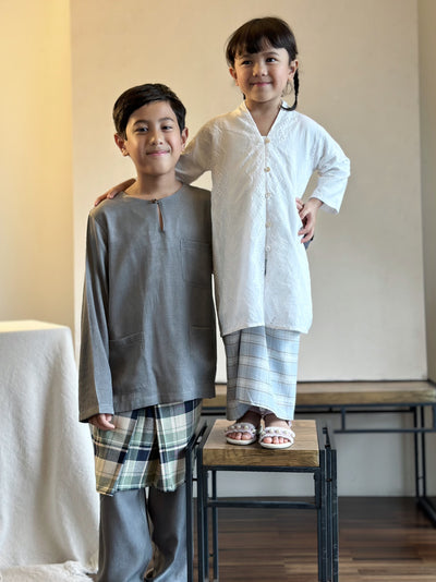 NUH Teluk Belanga Baju Melayu Set in Pewter