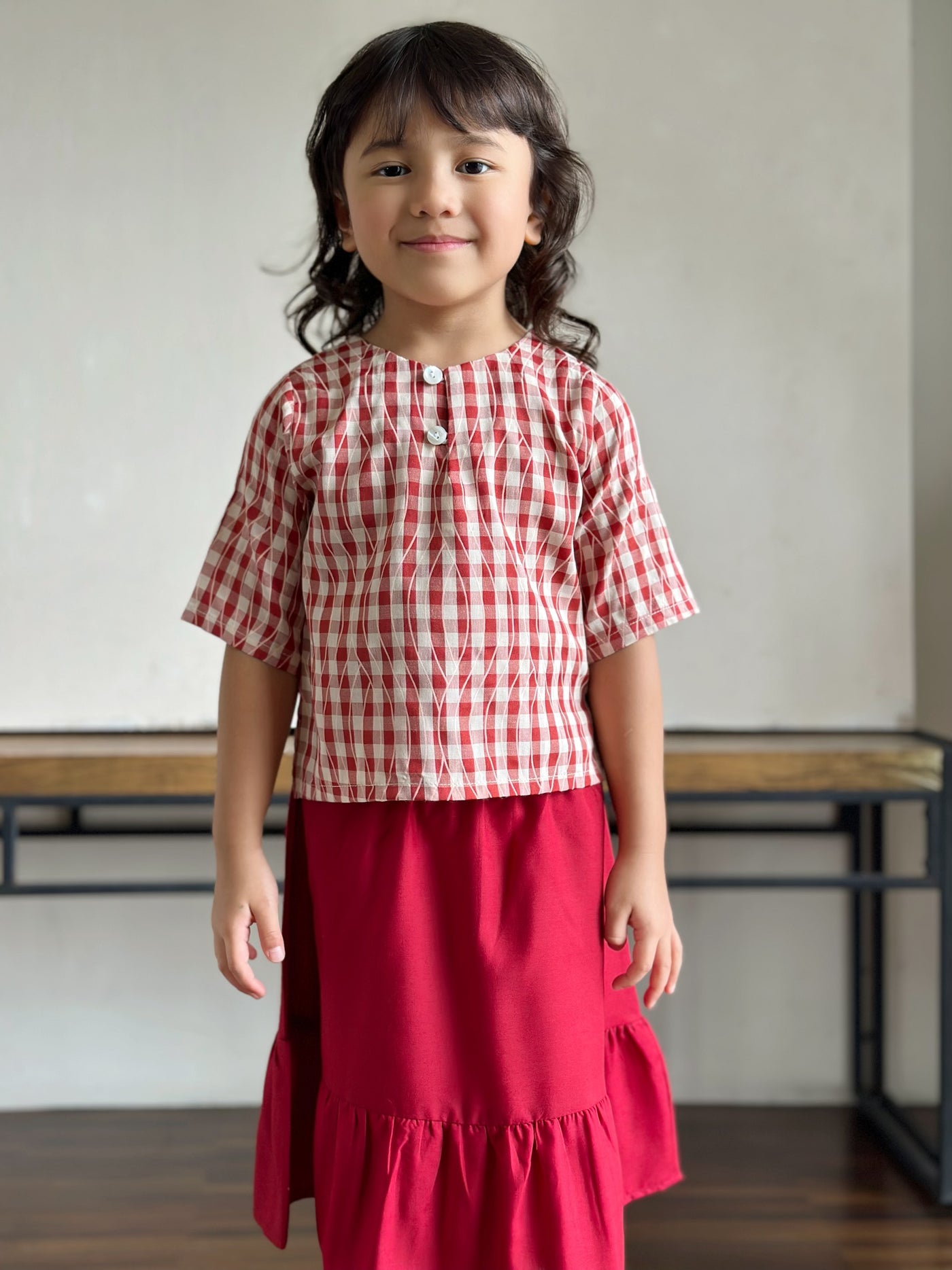 SOFI Baby's Mini Kurung Set in Red Gingham