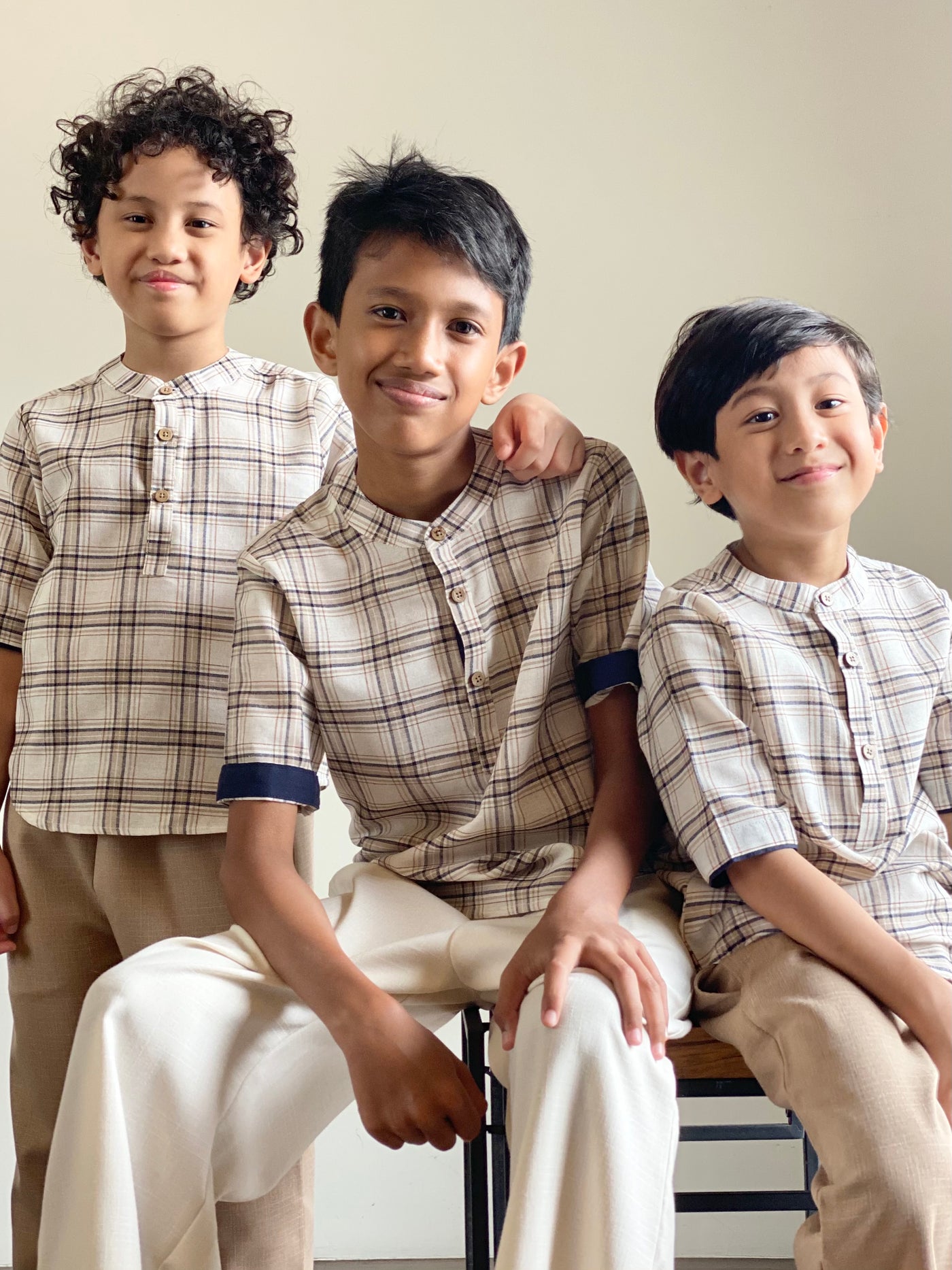 OLIVER Plaid Cotton Henley Shirt